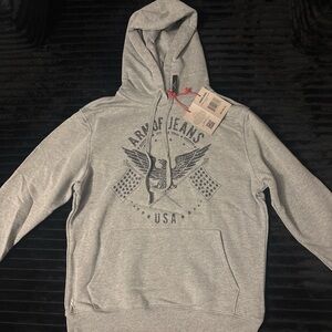 Armor Jeans Light Gray Men's Hoodie with Eagle Graphic